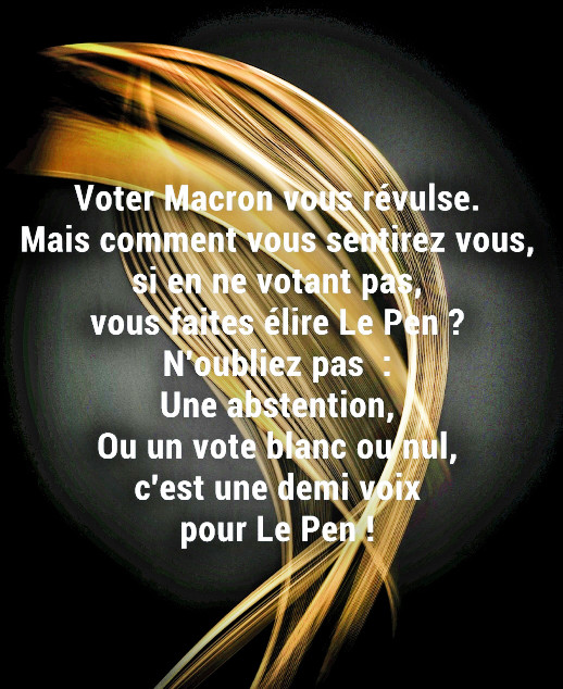 Pour ne pas le regretter pendant 5 ans, dimanche, il faut faire un vrai choix ! Pour ne pas le regretter pendant 5 ans, dimanche, il faut faire un vrai choix !