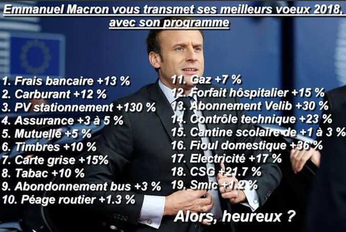 On peut rajouter : augmentation des produits de première nécessité : 8%. On peut aussi enlever l'augmentation du SMIC.