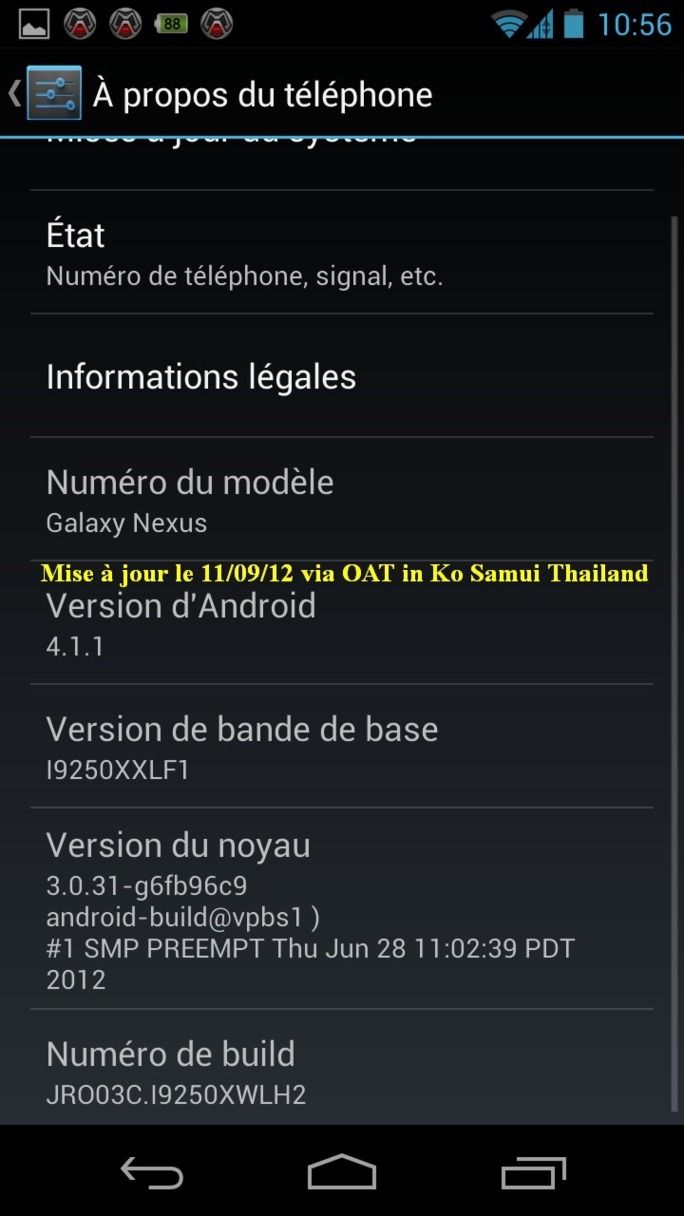Mon Galaxy Nexus : mise à jour
