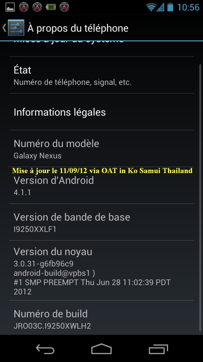 Mon Galaxy Nexus : mise à jour Mon Galaxy Nexus : mise à jour