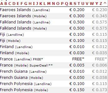 Tarifs Freevoipdeal Tarifs Freevoipdeal