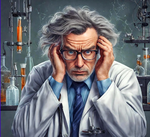 Un scientifique, atterré. Image I.A Un scientifique, atterré. Image I.A
