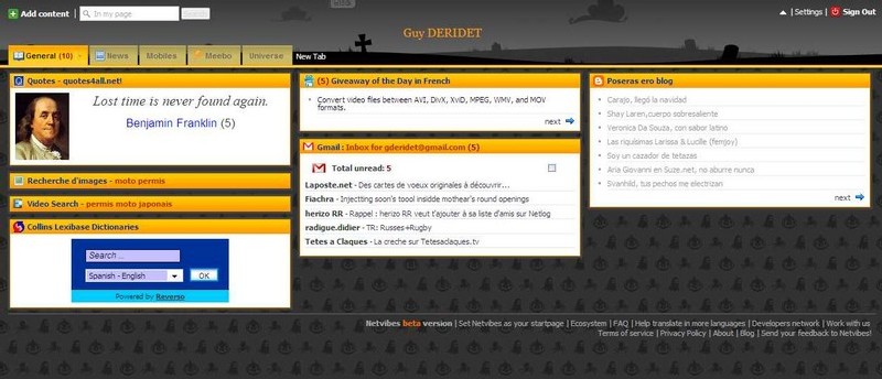 Ma page d'accueil Netvibes Ma page d'accueil Netvibes