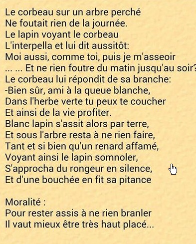 La fable du jour La fable du jour