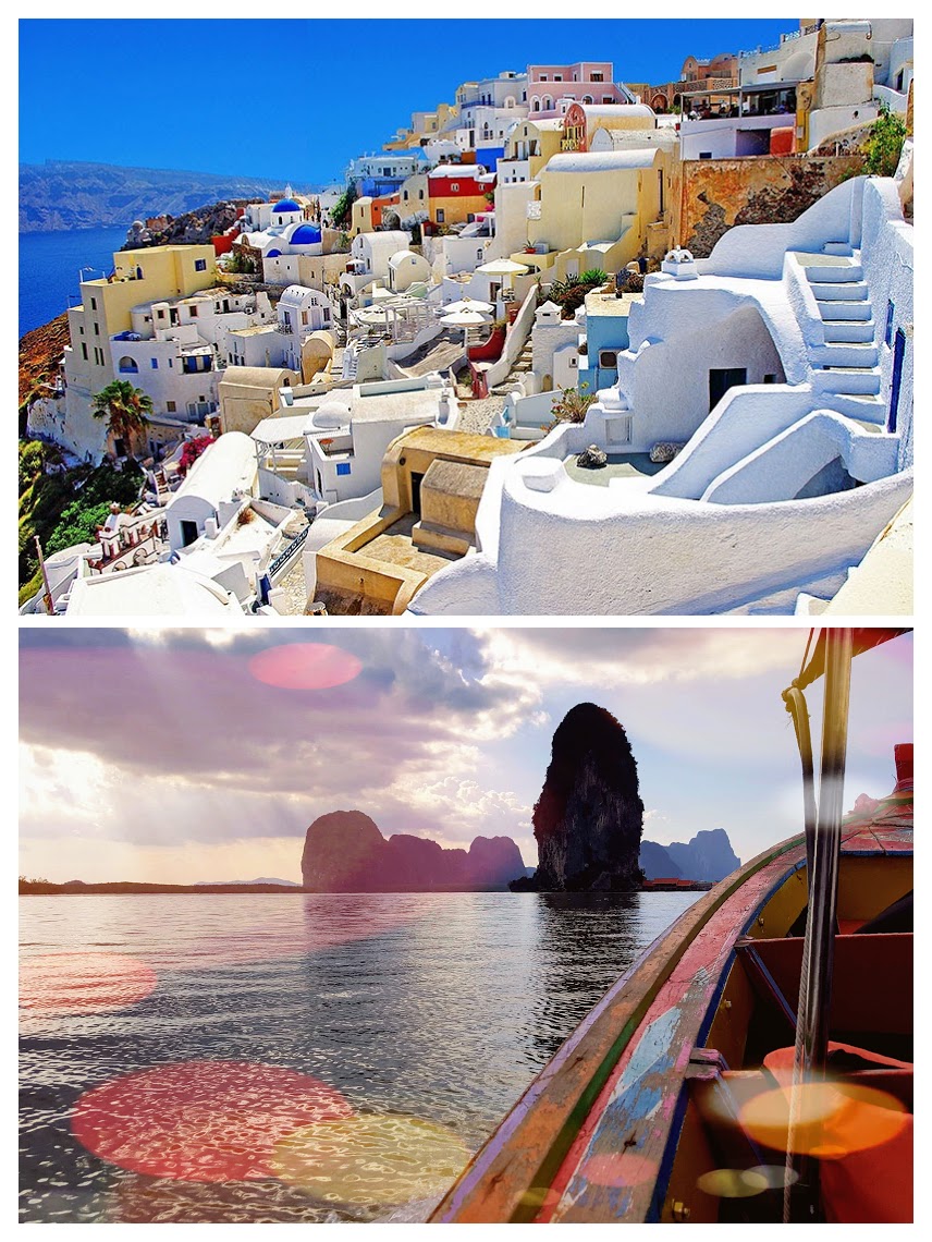 Santorin (Grèce) Baie de Phang Na (Thailand)