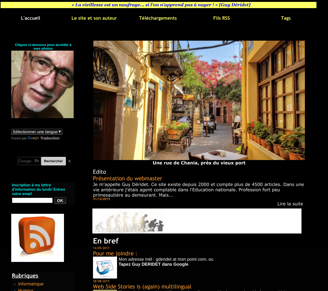 La page d'accueil de ce site sur mon ordinateur La page d'accueil de ce site sur mon ordinateur