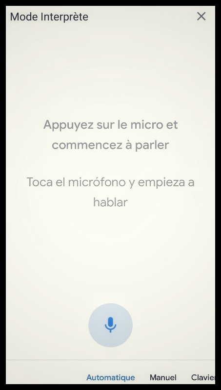 Photo écran de l'interprète sur mon smartphone