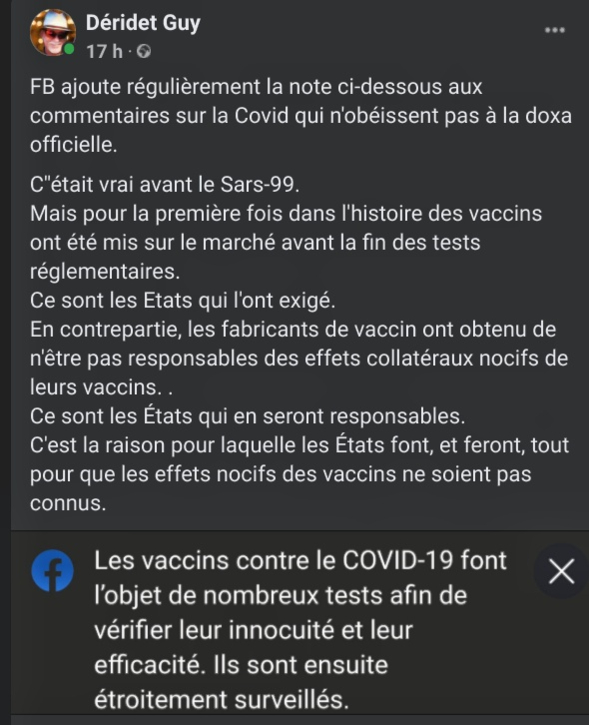 Quand Facebook utilise des fake news pour "accompagner" les commentaires ne respectant pas la doxa sur les vaccins