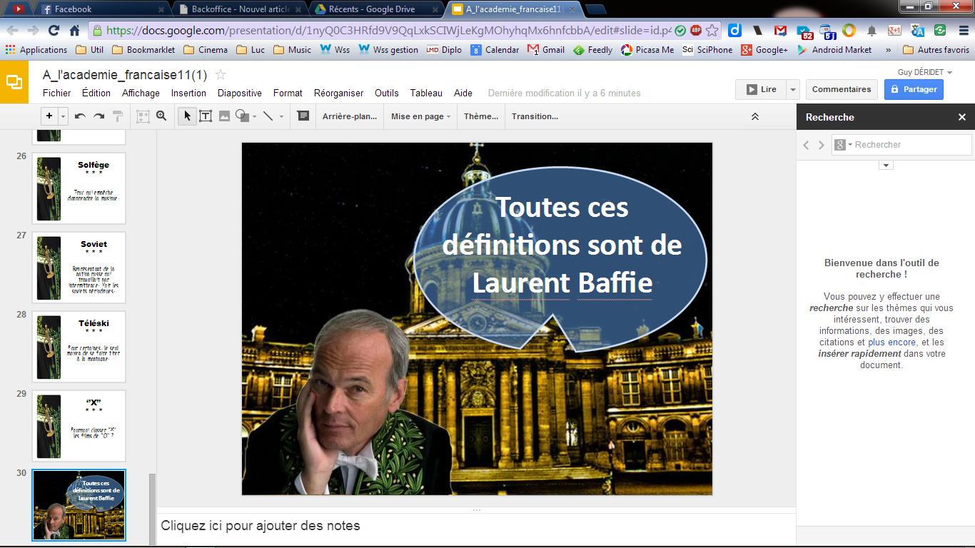 Définitions, façon Laurent Baffie