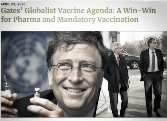 L'agenda de vaccination de Bill Gates : un gagnant-gagnant : Big Pharma/Vaccination obligatoire. Le monsieur à côté de lui c'est le sulfureux Dr Fauci