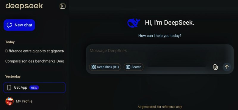 L'interface de Deepseek L'interface de Deepseek