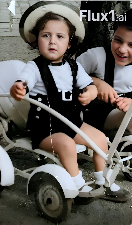 Mon frère (à gauche) et moi en ...1950. J'ai 10 ans. Je ne vous dis pas l'état épouvantable de la photo d'origine