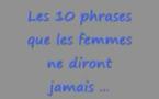 Les dix phrases que les femmes ne diront jamais Les dix phrases que les femmes ne diront jamais