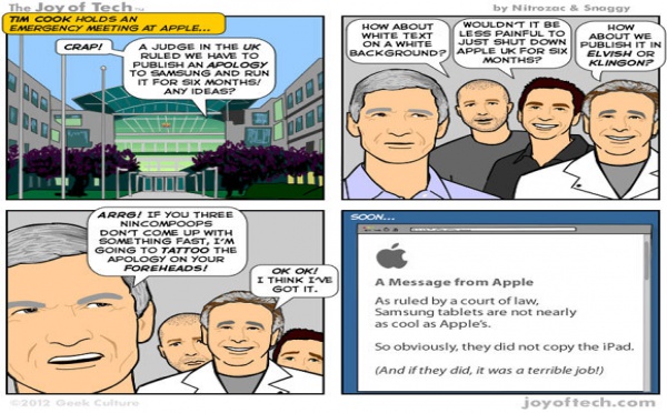 Apple, condamnée à des excuses publiques envers Samsung