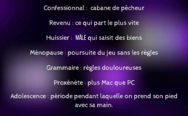 Quelques  définitions savoureuses de Laurent Baffie, dans son Dictionnaire