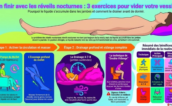 Trois exercices à faire le soir pour réduire l'envie d'uriner la nuit (Nycturie)