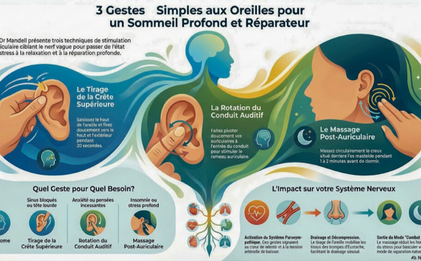 Trois techniques simples de massage des oreilles pour s'endormir et réduire l'anxiété